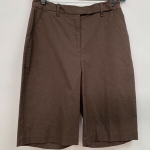 Studio M Shorts Size 2 Women Brown Pin Stripes Cotton Spandex Polyester NWOT